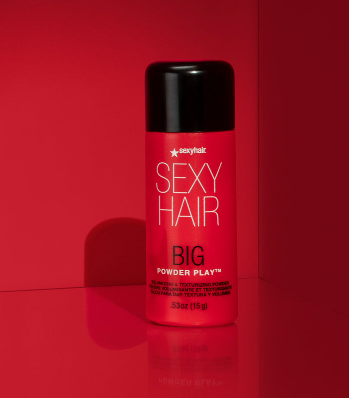 Big Powder Play volumizing texturizer powder on red background