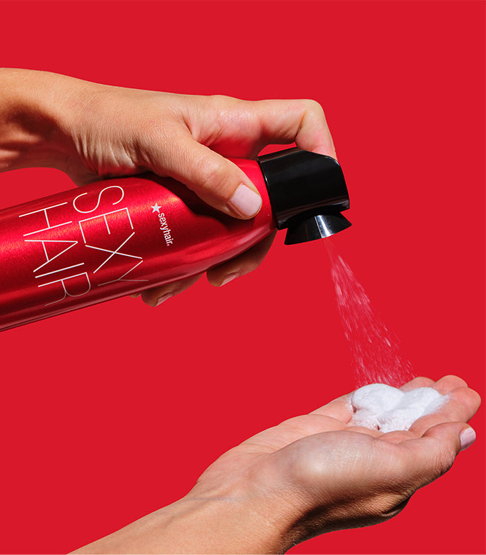 Big Root Pump Plus spray dispensing mousse foam on red