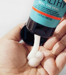 White lotion product dispensing from Healthy SexyHair Seal the Deal tube