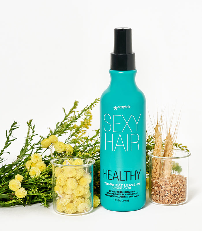 Healthy SexyHair Tri-Wheat Leave-In Conditioner with wheat and flowers