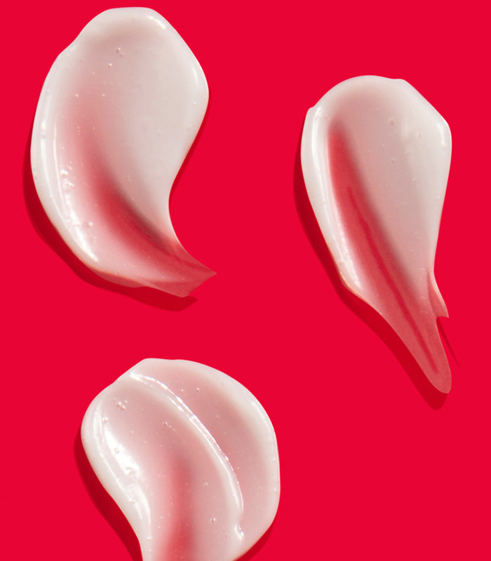 I Want SexyHair Volume creamy conditioner texture swatches on red background