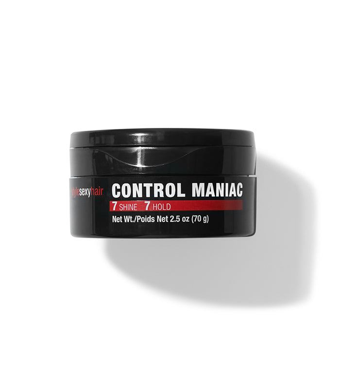 Style SexyHair Control Maniac styling wax jar displayed on light neutral background