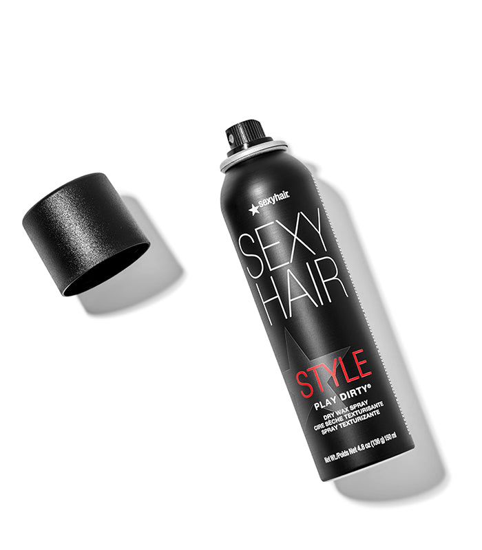 Style SexyHair Play Dirty dry wax spray product displayed with cap off on background