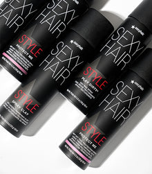 Multiple Style SexyHair spray products collection displayed and arranged together