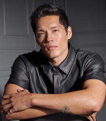 Male model with textured styled hair created using Rough & Ready styling puddy